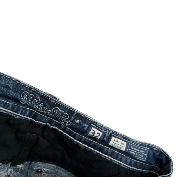 Miss Me Signature Straight Jeans Flap Embellished Pocket Western Womens 32 - Picture 5 of 7